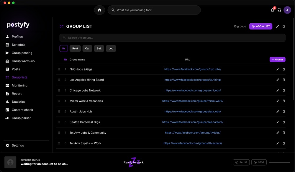 Group lists
